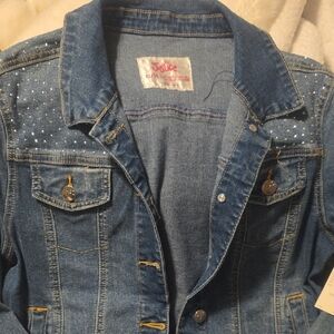Justice Blue Denim Jacket with Stud Accents